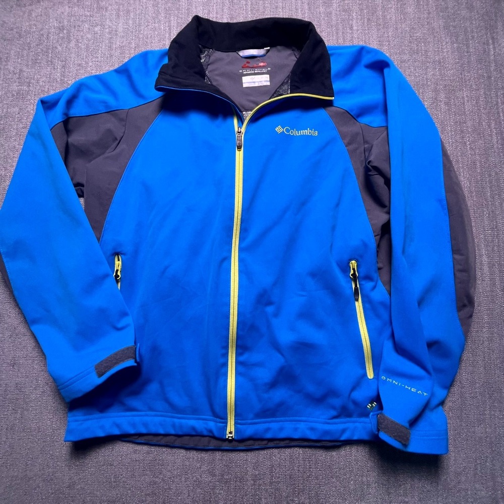 Columbia Omni Shield Omni-Heat Windbreaker Jacket Mens Medium Blue Grey